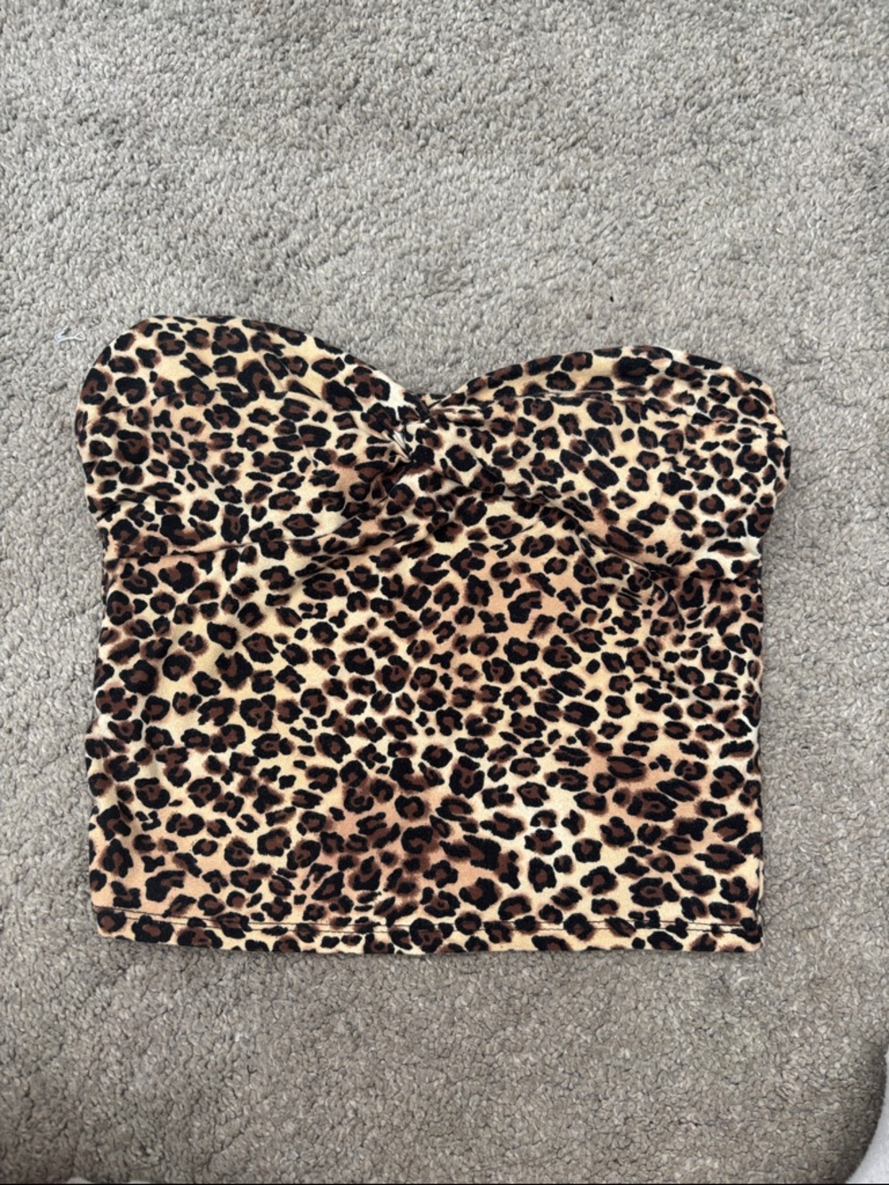 Papaya Leopard Print Strapless Bustier Crop Top - Tan, Brown, Black